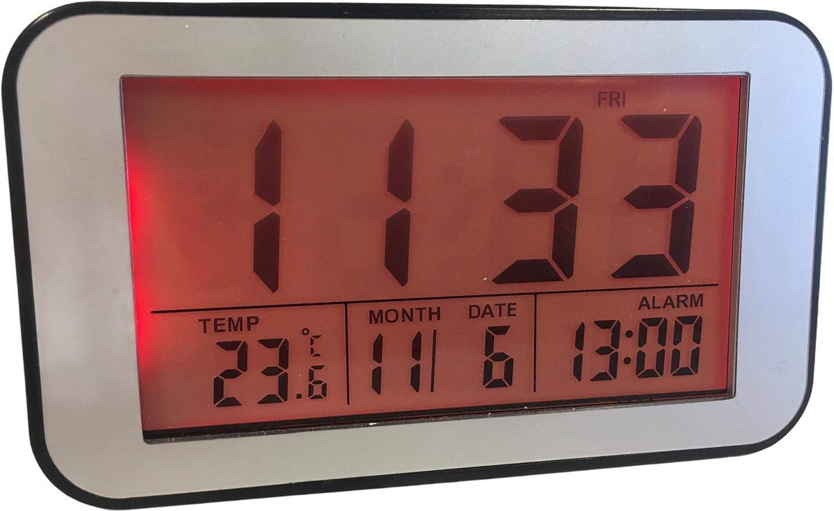 Digitale LCD Wekker Zwart - Compact Nachtkastje Alarmklok