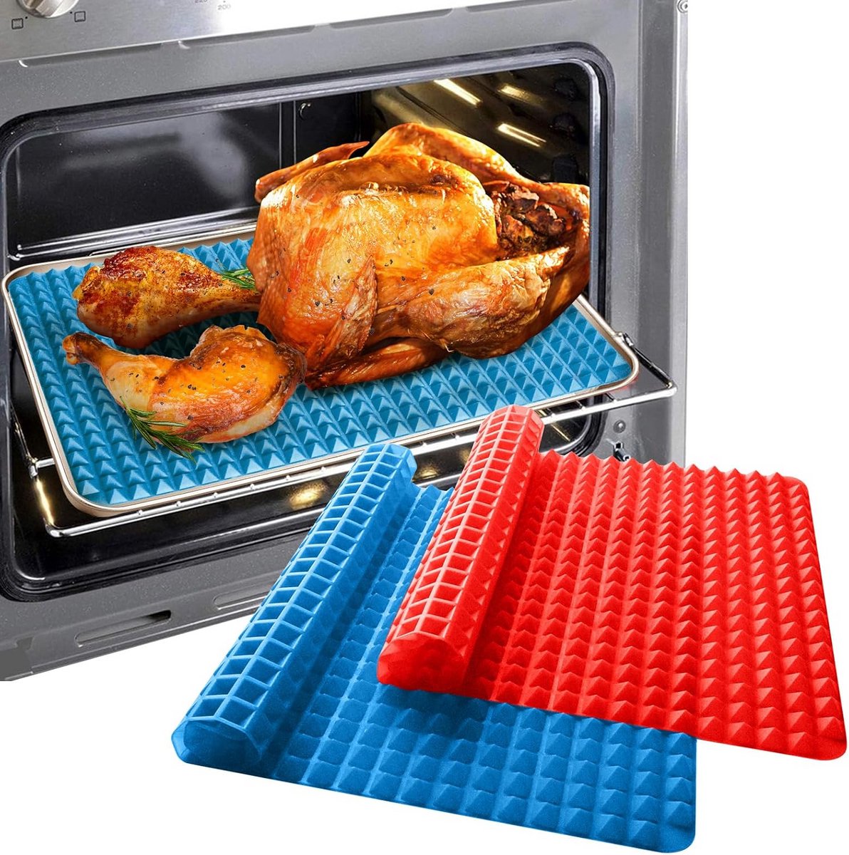 Antiaanbak Siliconen Bakmat Oven en Grill - Hittebestendig & Vaatwasmachinebestendig (2 stuks)