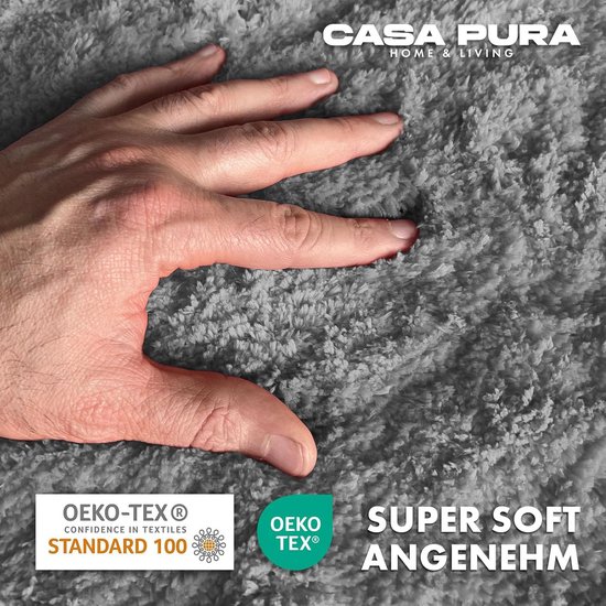Extra Zachte, Hoogpolige Badmat Shaggy Look | Antislip & Wasbaar Badkamer Tapijt | 50x80 cm Zilvergrijs