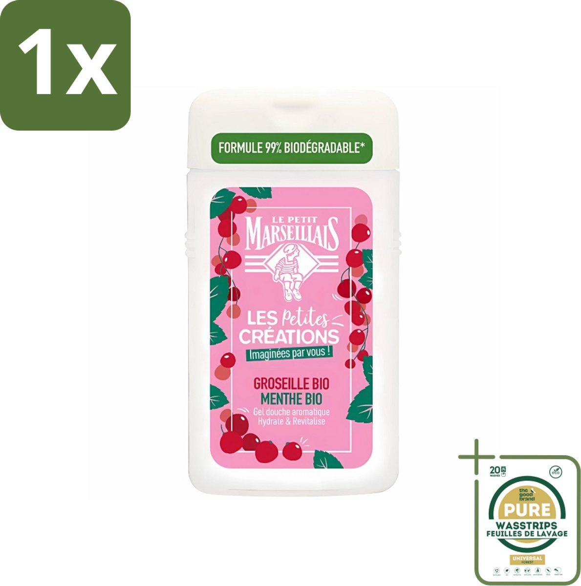 1 x Le Petit Marseillais - Douchegel - Rode bessen & Munt - Hydraterend - 250ml- Douchegel Rode Bessen En Munt - Hydraterend Douchegel - Bio Douchegel - Douchegel Voor Gevoelige Huid - Douchegel Met Geur