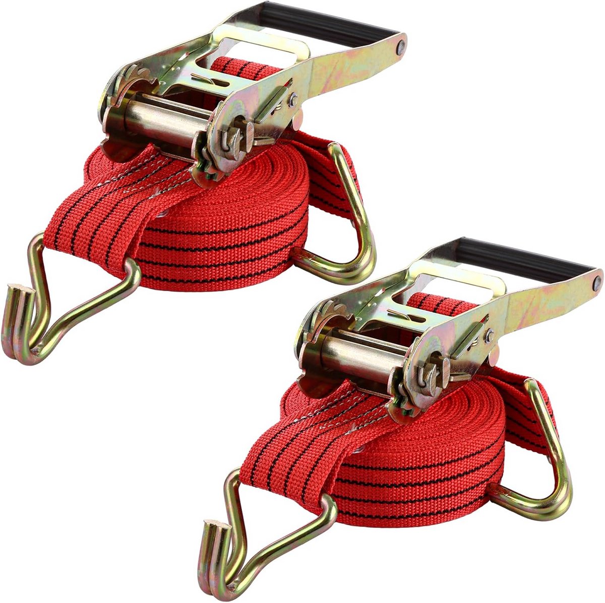 2x Robuuste Ratelsjorbanden 5m x 50mm - 2000kg Zekeringsriemen voor Motorfiets, Auto en Vrachtwagen