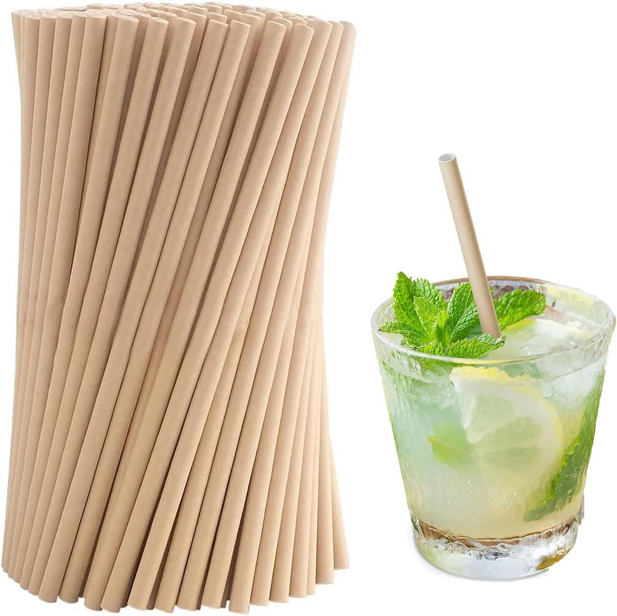 100 stuks Biodegradabele Papieren Rietjes voor Drankjes en Cocktails