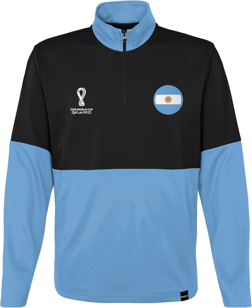Officiële WK 2022 Argentinië Jongens Quarter Zip Pullover - WK Voetbal Kleding