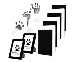 2 stuks - Baby handafdruk - Baby voetafdruk - Inktafdruk - Incl. 2 Fotolijstje en 4 Witte Kaartjes - Baby afdrukset - Babyshower Cadeau - Pootafdruk Hond & Kat - Veilig voor baby-aandenken - Zwart