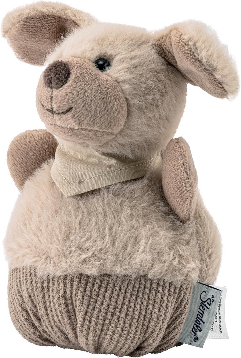 Zacht Knuffeldier Hond met Rammelaar voor Baby en Kind - Fleece & Piqué