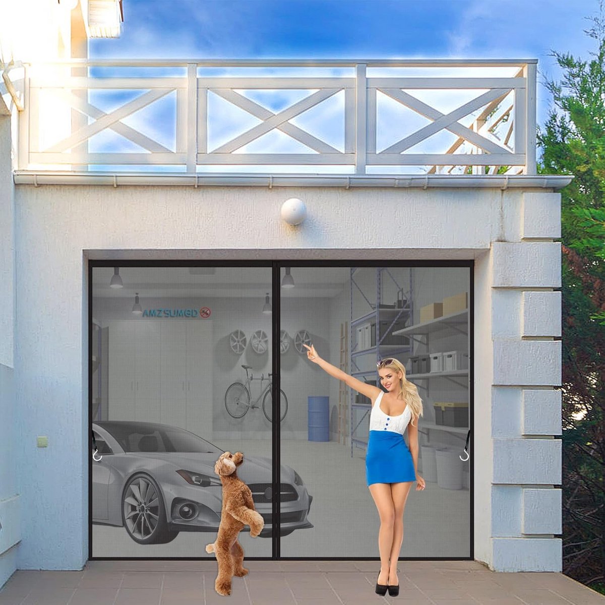 Magnetisch Hor voor Tuindeuren en Schuifdeuren 180x230 cm Zwart zonder Boren