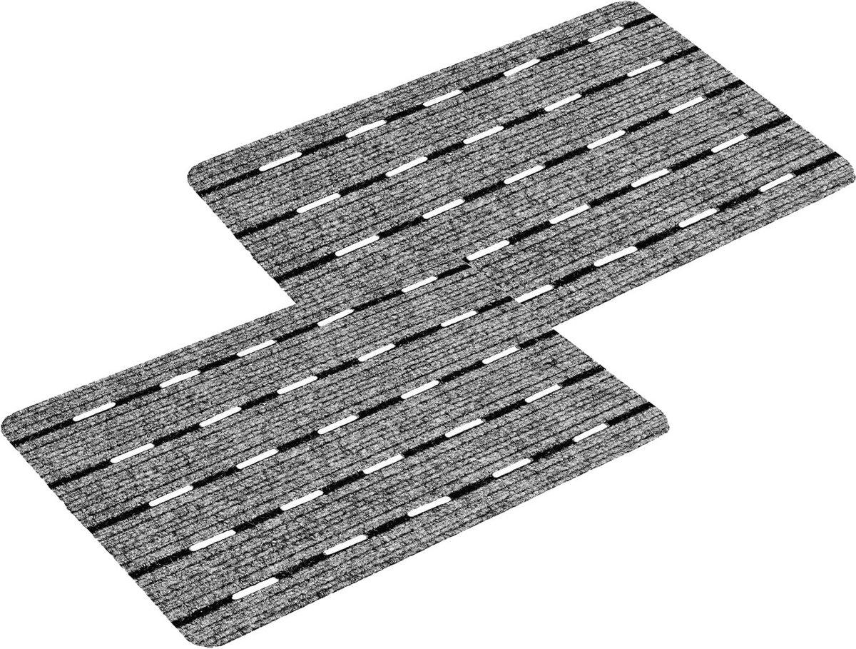 Set van 2 Antislip Buitendeurmatten Grijs 40x60 cm - Slijtvast en Weerbestendig