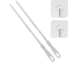 2pcs Flexibele Afvoerborstel - Universele Pijp Ontstopper met 2pcs Plakkende Haken - Afvoer Reinigingsborstel voor Gootsteen, Badkuip en Riolering (45cm/17.7inch)