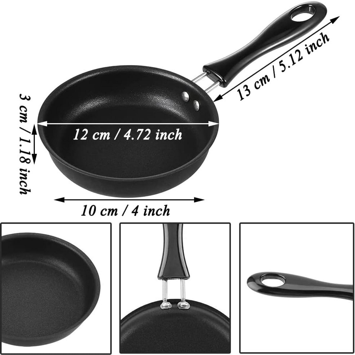 Set van 2 Mini Koekenpannen 12 cm met Antiaanbaklaag voor Eieren en Pannenkoeken