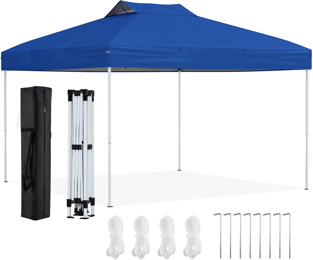 COSTWAY Paviljoen, 3 x 3 m, vouwpaviljoen, waterdicht, stabiel, uv-bescherming 50+, partytent, vouwtent, incl. 8 grondnagels en 4 scheerlijnen en 1 draagtas, tuinpaviljoen voor terras, tuin