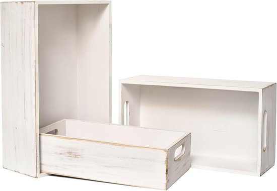 Set van 3 houten kisten, opbergkisten, ladebox, geschikt voor alle Kallaxrekken en Expidit planken, wijnkist, fruitkist, rekkist, afmetingen 33 x 37,5 x 32,5 cm