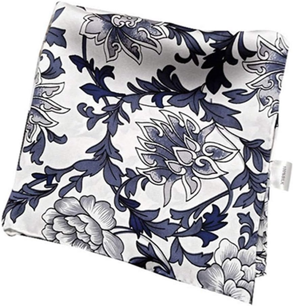 Luxe Zijden Zakdoek Blauw Wit Porselein Patroon voor Heren en Dames - Formele Gelegenheden & Bruiloften