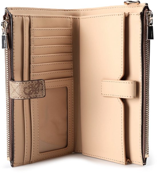 GUESS porte-monnaie Laurel II SLG Double Zip Organizer Latte Logo beige