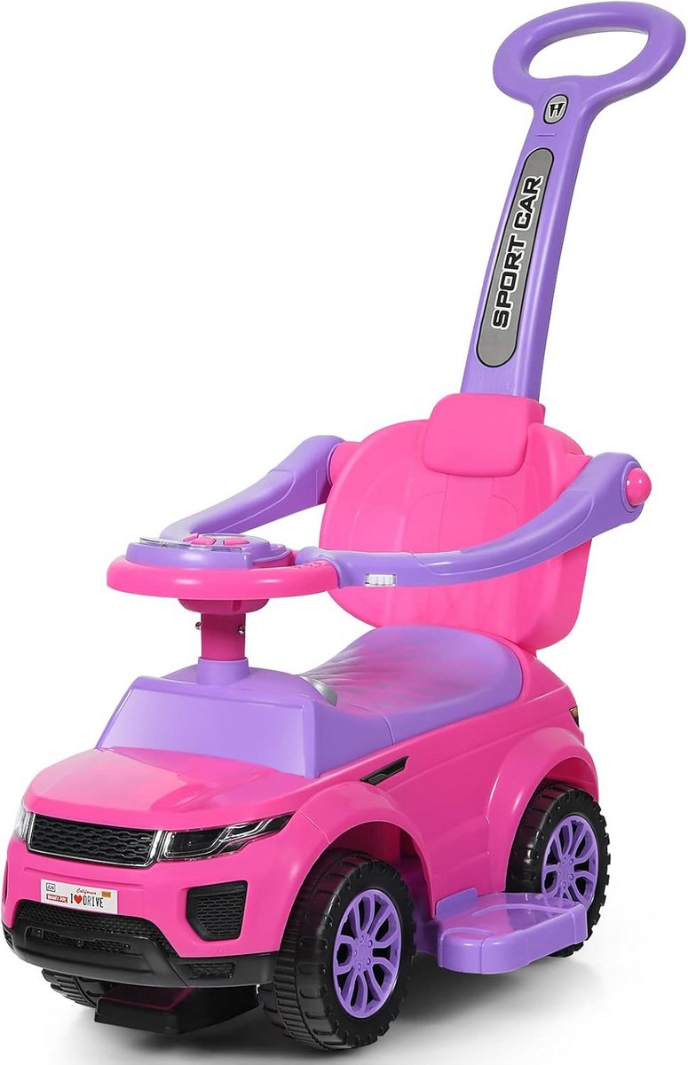 Loopauto 3-in-1 voor Peuters met Duwstang, Opbergruimte en Muziek