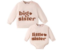 Grote zus kleine zus bijpassende outfits grote zus trui sweatshirt Lil Sis rompers met lange mouwen voor meisjes baby