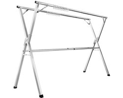 Uitschuifbaar Droogrek - Wasrek - Kledingluchter - Roestvrij staal - 66cm x (133-200cm) x 130cm