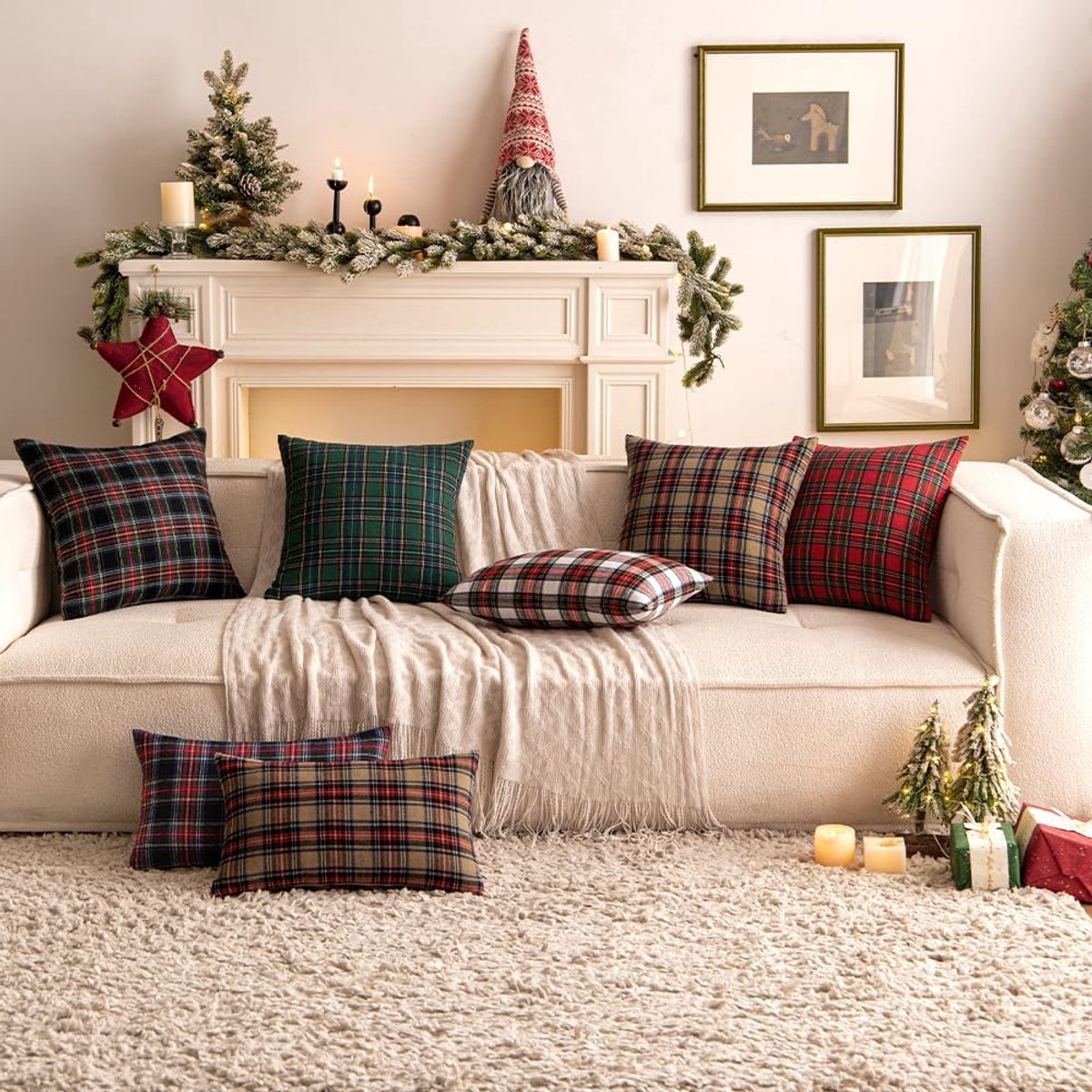 2 stuks - Kussensloop - Klassieke kerst geruite kussensloop - Boerderij klassiek geruit decoratief bankkussen - Kerstdecoratie - Rood - 45 x 45 cm - Geschikt voor banken, woonkamers, bedden, auto's - Kusseninleg niet inbegrepen – foto 4