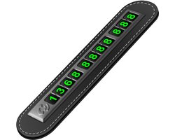 Telefoonnummerplaat op tijdelijke parkeerplaat van auto, nummerplaat van mobiele telefoon in auto