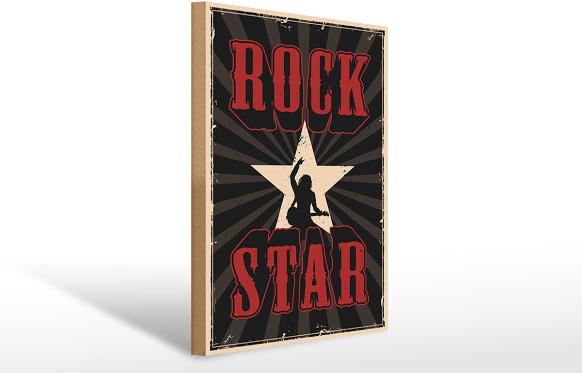 Holzschild Retro 30x40cm Rock Star Musik