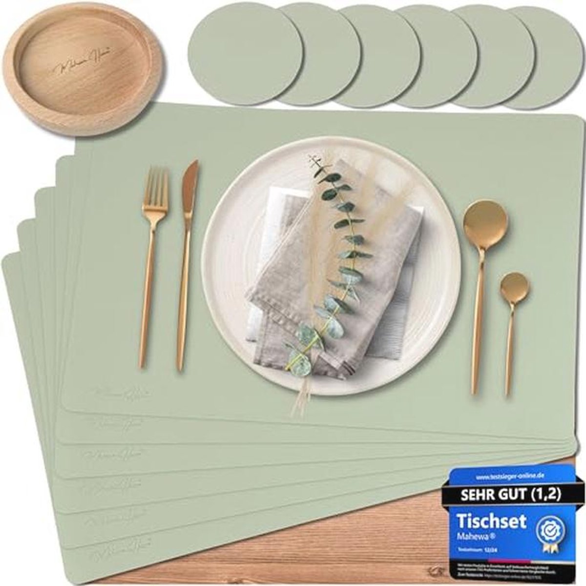 Set van 6 premium afwasbare en waterdichte kunstleren placemats