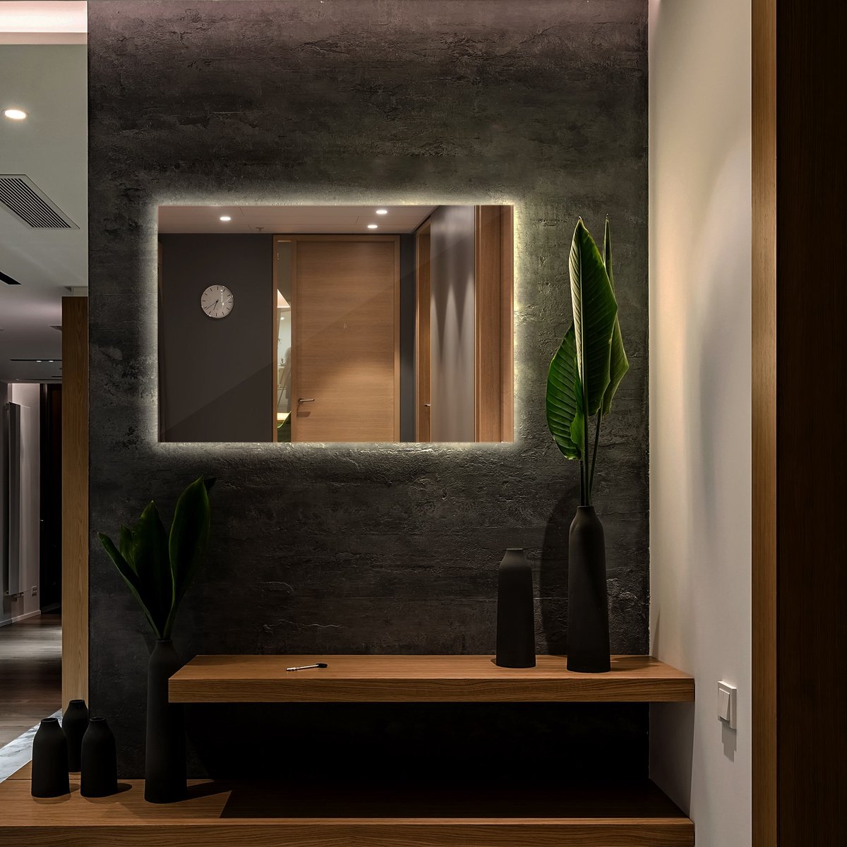 Coloray Rechteckige LED Spiegel - Spiegel für Schlafzimmer Rechteckig LED - 60 cm x 40 cm - Scandinavische Rechteckige LED Spiegel - Moderne Rechteckige LED Spiegel - Warm Licht - Unieke Rechteckige LED Spiegel
