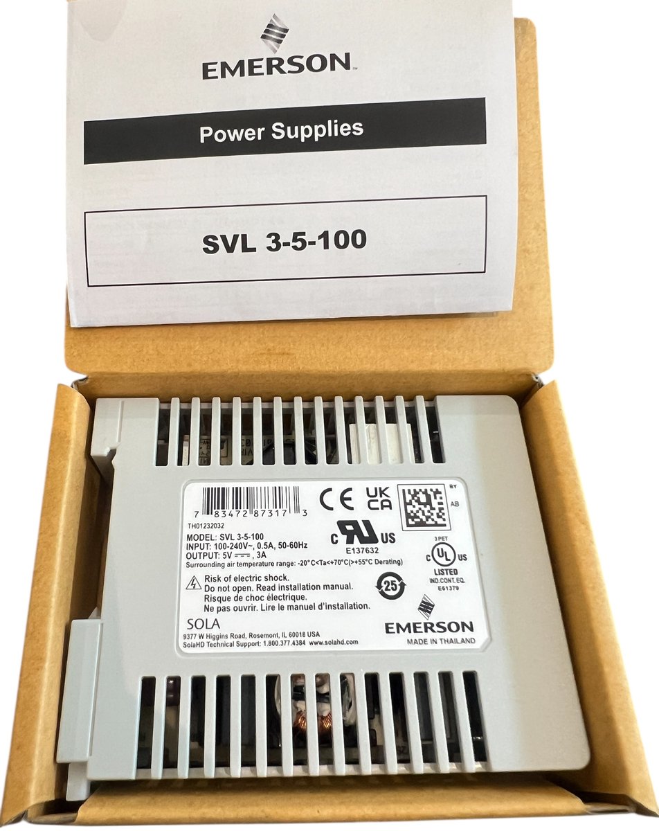 Emerson SVL 3-5-100 SVL-series Power Supply 15W 5V DIN Output 5V Output Current 3 AMPS