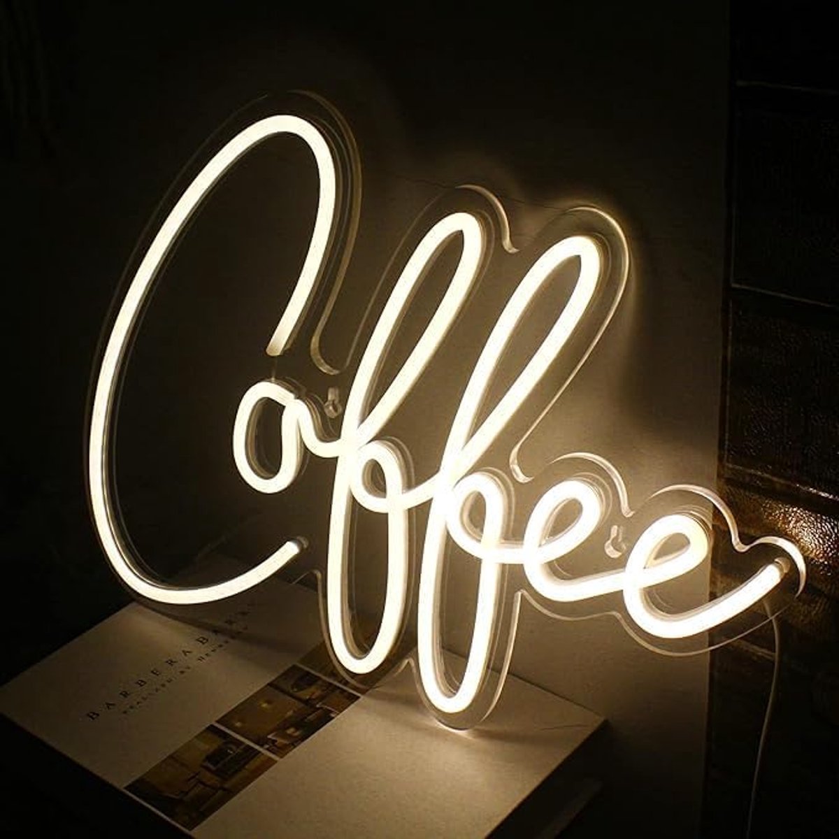 Daity 1 stuk - Neonlicht voor koffiebar - kan worden gebruikt als wanddecoratie - geschikt voor koffieshops - kleine acryl koffiestation kunstdecoratie feestdecoratie (40,5*30cm)