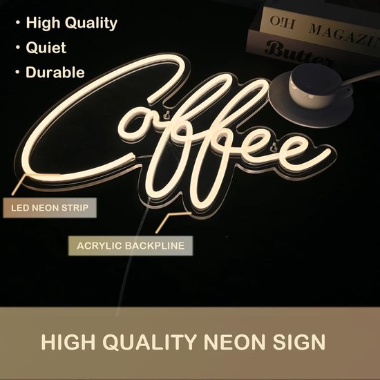 Daity 1 stuk - Neonlicht voor koffiebar, kan worden gebruikt als wanddecoratie, geschikt voor koffieshops, kleine acryl koffiestation kunstdecoratie feestdecoratie (40,5*30cm) van Merkloos — afbeelding 2