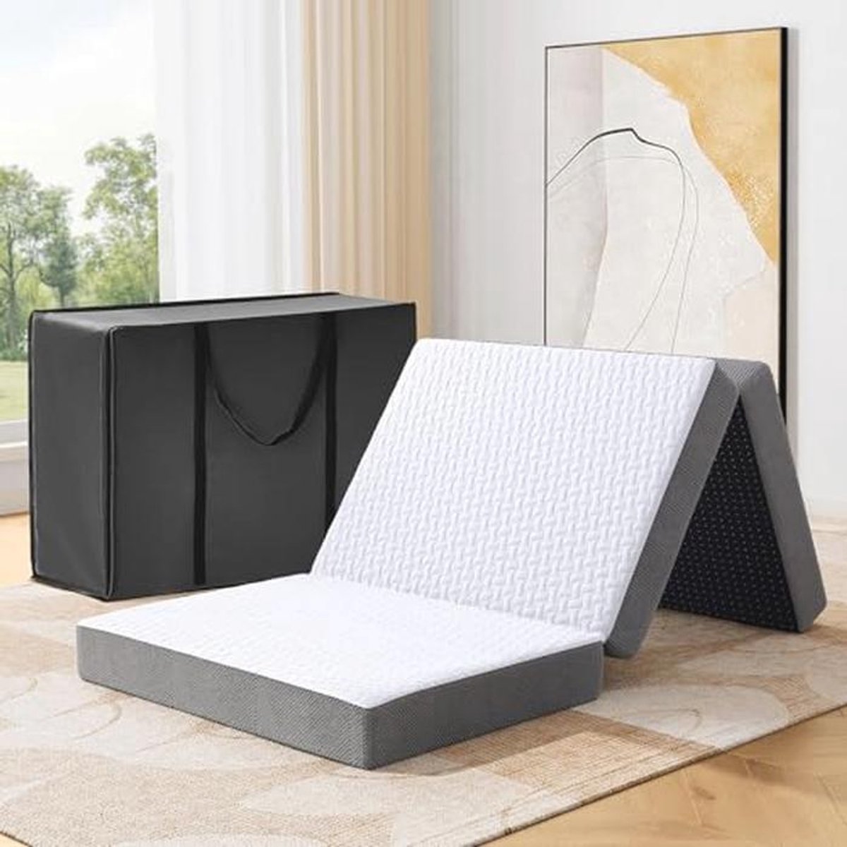 Opvouwbaar Matras 140 x 200 cm - Camping- en Gastmatras - 3-delig Vouwmatras