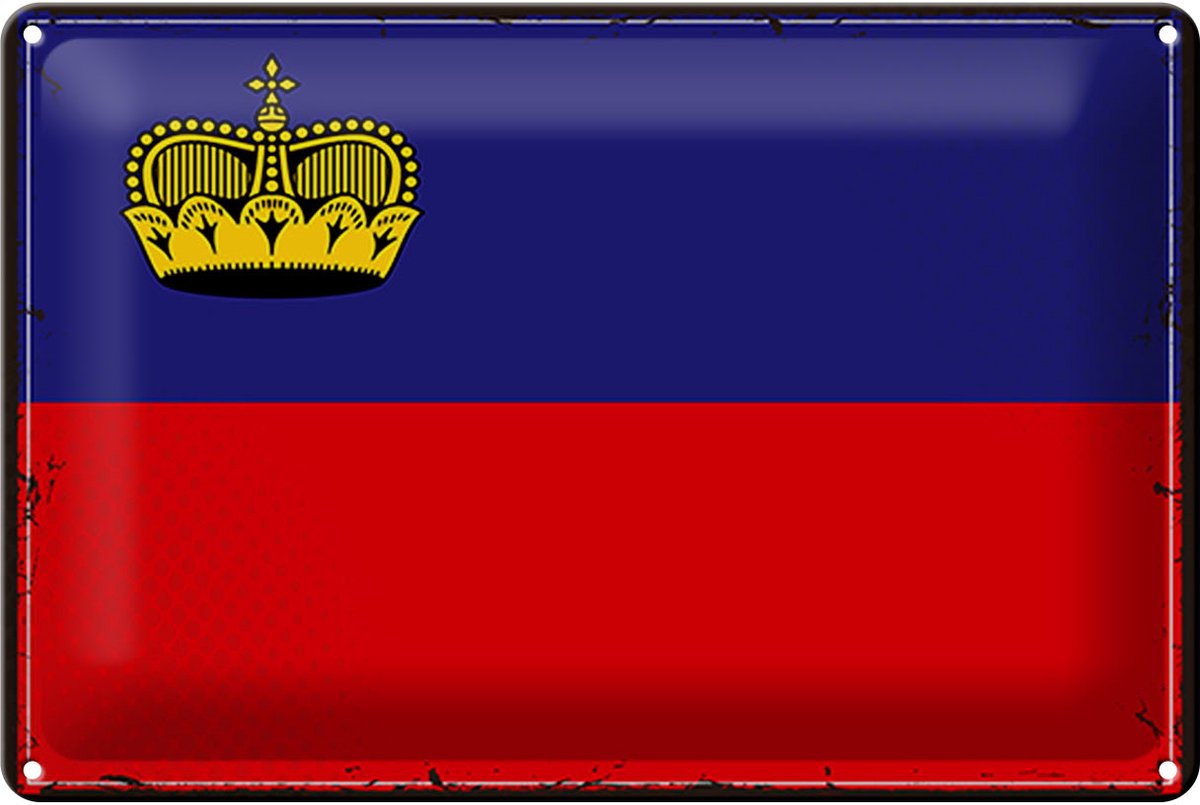 Blechschild Flagge Liechtenstein 30x20cm Retro Flag