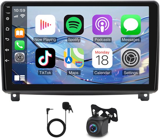9 Inch Auto Radio Android 15 Met Compatible Carplay GPS Voor Peugeot 407 2004-2008 4GB+64GB SWC AHD Camera FM/RDS Bluetooth Mirror Link Aftermarket Compatible