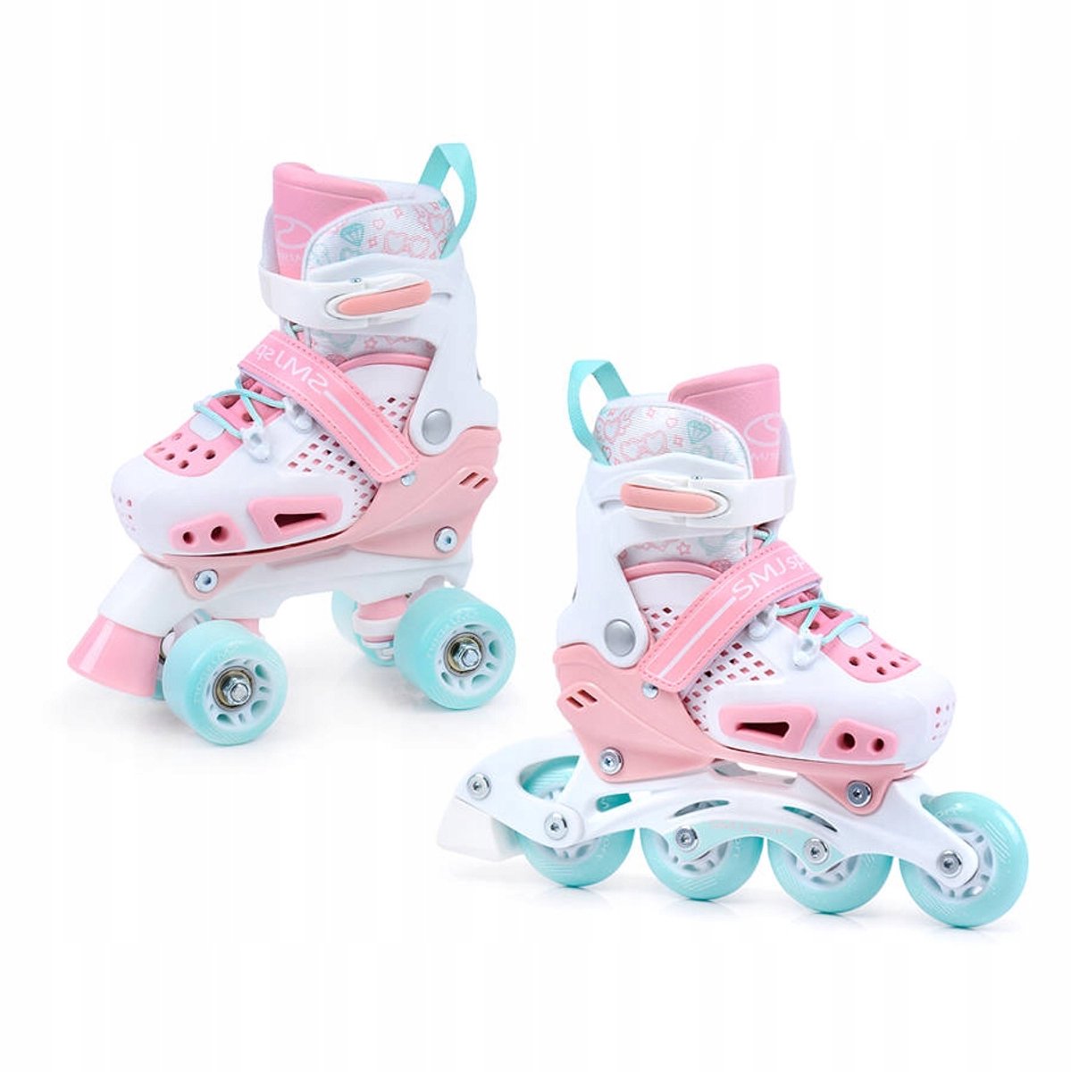 SMJ 2-in-1 skates en rolschaatsen verstelbare ABEC-5 Roze