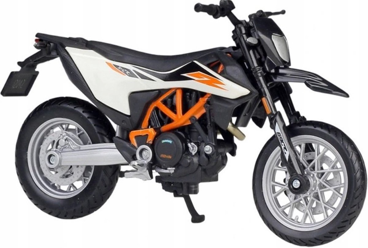 Maisto KTM 690 SMC R Motorfiets Model 1:18 - Zwart/Oranje