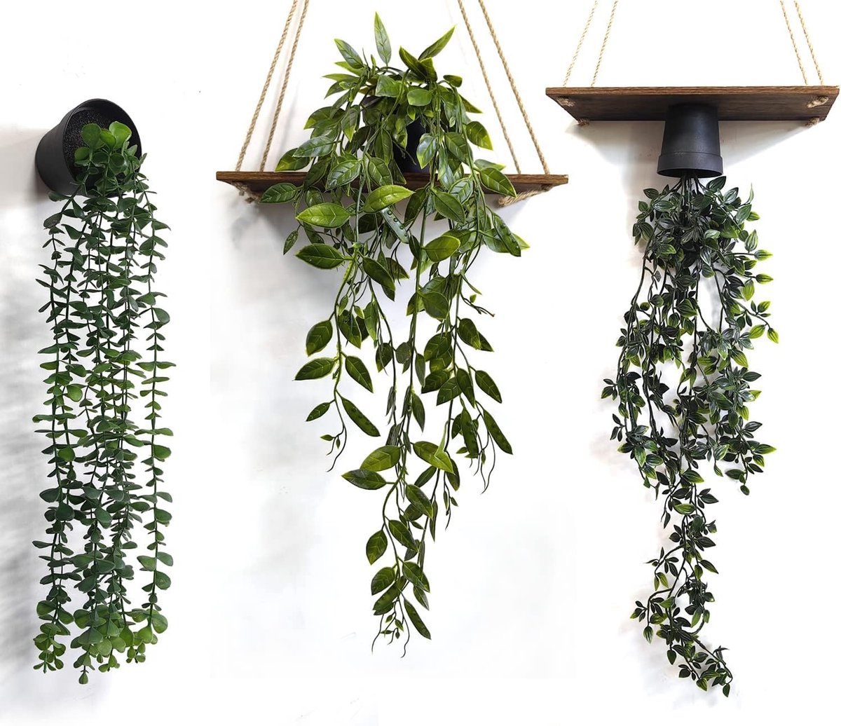 Unyqoos Set van drie levensechte kunstplanten in pot voor diverse interieurdecoraties groen