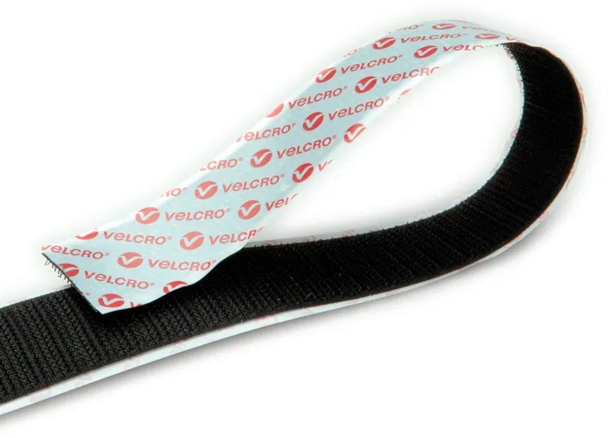 VELCRO® Klittenband - Harde kant - Zelfklevend - 25 mm breed - 25 meter - Zwart