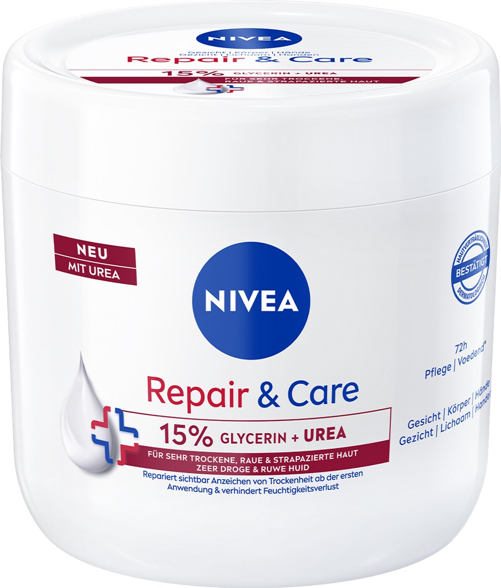 NIVEA Repair & Care Ureum Bodycrème - 15% Glycerine + UREA + Vitamine B5 - Barrière Crème voor Zeer Droge en Gebarsten Huid - 400 ml
