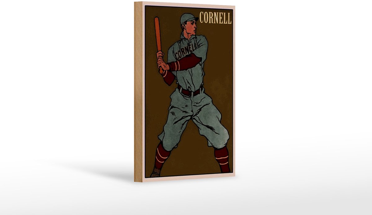 Holzschild Retro 12x18cm Cornell Baseball Schlagmann