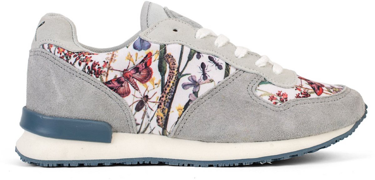 Inkkas Monterey dames sneaker – comfortabele suède sneaker met subtiele nature-print – grijs/wit/roze/geel/blauw, Maat40