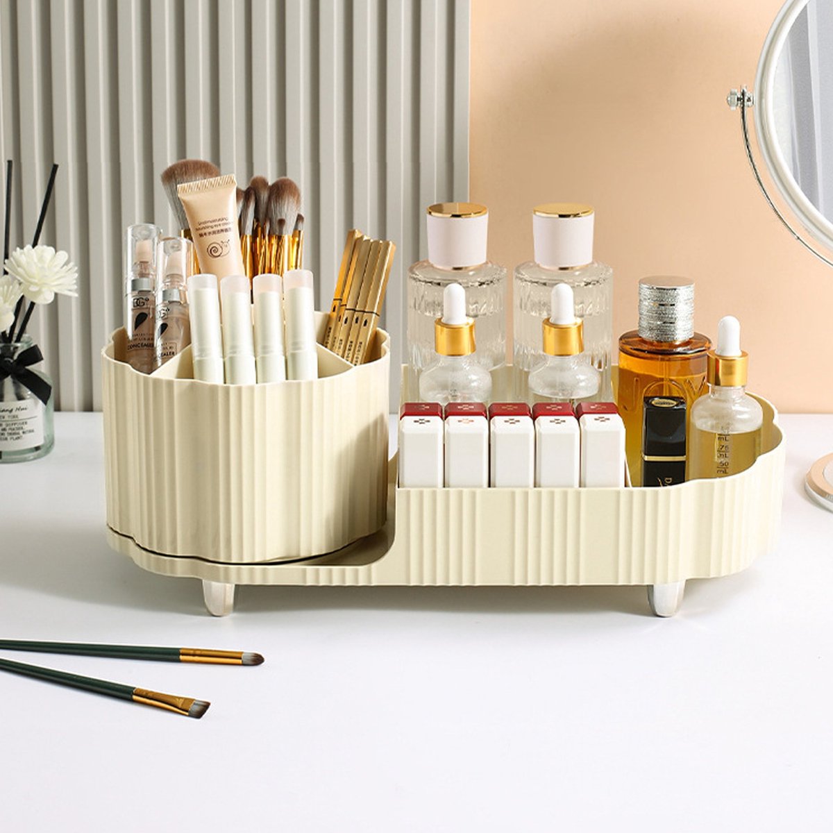 CHIWIN Opbergdoos Cosmetic - 360 Graden Draaibaar - Opbergorganizer Make-up - Transparant - Opbergsysteem voor Badkamer & Dressoir - Geen Montage