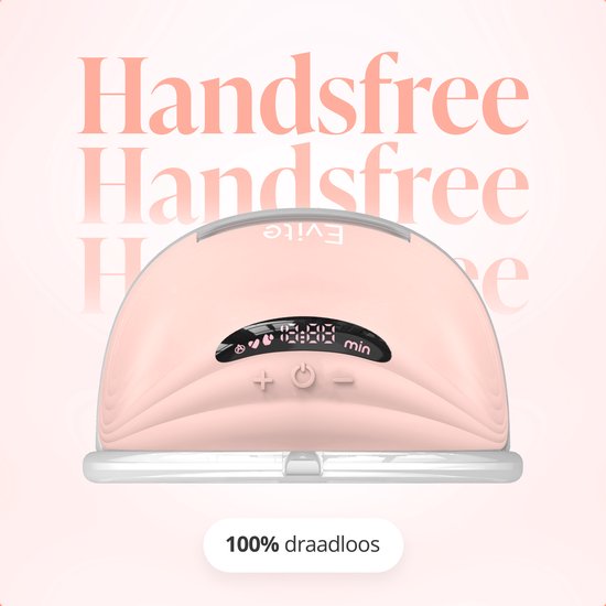 Evite Elektrische Draadloze Borstkolf Slim – Handsfree & Draagbaar – BPA-Vrij – Dubbele Borstkolf – Met E-Book - Inclusief Tas - Roze