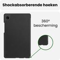 Zwarte tabletcase met schokabsorberende hoeken, 360° bescherming.