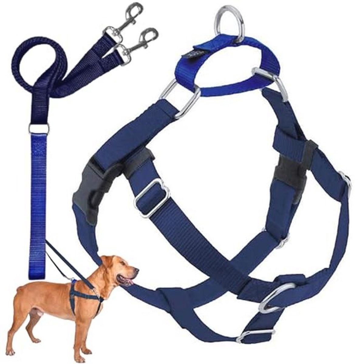 Freedom No-Pull Hondenharnas met Leash - Medium, 5/8 Inch, Navy