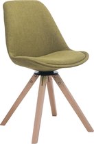 Clp Troyes Bezoekersstoel - Stof - Groen houten onderstel, kleur natura, hoekige poot