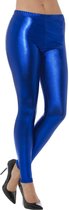 Smiffy's - Jaren 80 & 90 Kostuum - Blauwe Metallic Disco Legging Vrouw - Blauw - Large - Carnavalskleding - Verkleedkleding