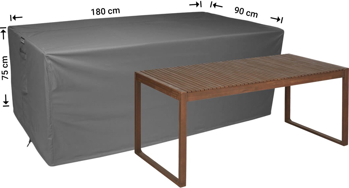Raffles Covers Beschermhoes tuintafel - 180 x 90 H: 75 cm - D-RT180small - Waterdicht - Ademend - UV-bestendig - Elastisch rijgkoord - Beschermhoes tuinmeubelen