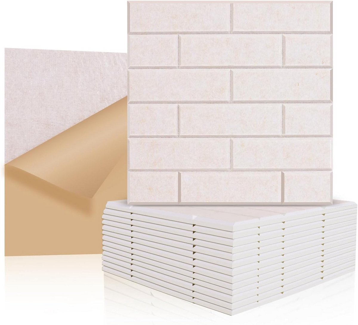 Akoestische Panelen 30x30cm Zelfklevend - Geluidsisolatie en Geluidsabsorptie voor Muur en Plafond - Beige