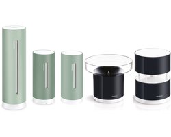 Netatmo Slim Weerstation – Weather Pack met Regenmeter, Windmeter & 2× Wandbeugel – Binnen & Buiten Weermeting – CO2 Meter & Luchtkwaliteit – Mint
