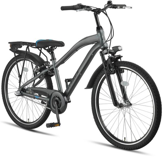 Altec Attack - Allroad Kinderfiets - Jongensfiets - Mountainbike - 24 inch - 3 versnellingen - Antraciet / Blauw van Altec — afbeelding 2