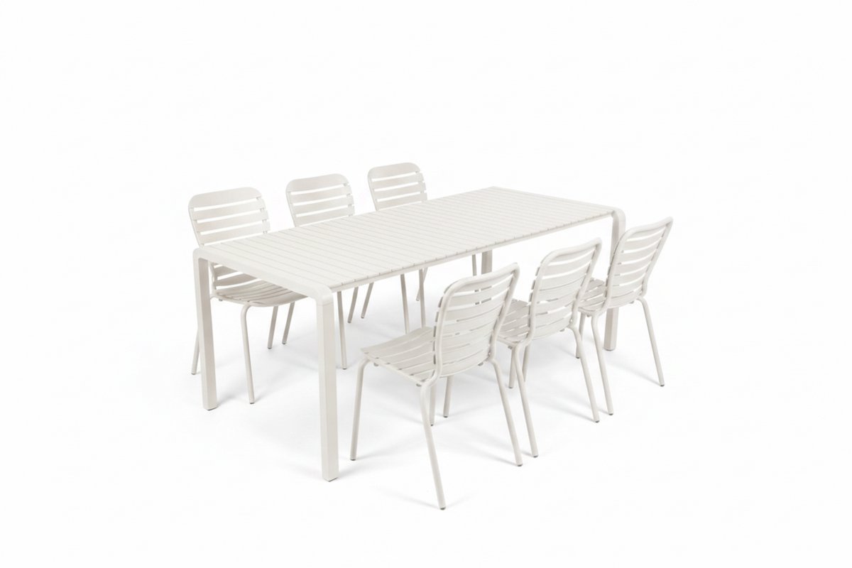 Zuiver Vondel Tuinset 6 personen - tuintafel + 6 stoelen Wit