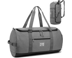 Lyweem Sporttas voor heren, 60 liter, grote reistas met schoenenvak, trainingstas, fitness, gymtas voor dames, grijs, 60L, Reistas, sporttas, reistas, weekendtas, camping, wandelen